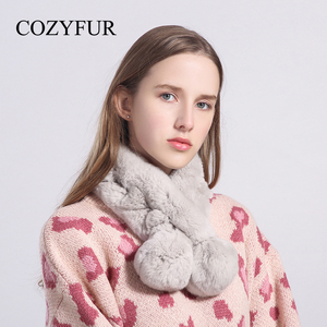 Cozyfur 獭兔毛围巾女冬季韩版百搭皮草毛绒围脖毛毛领子真毛纯色