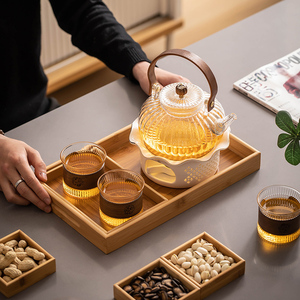 耐热玻璃茶壶套装蜡烛台加热保温茶器家用日式下午茶花茶壶煮茶炉