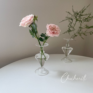 ins风三角条纹玻璃花瓶北欧创意家居装饰植物水培插花花器小摆件