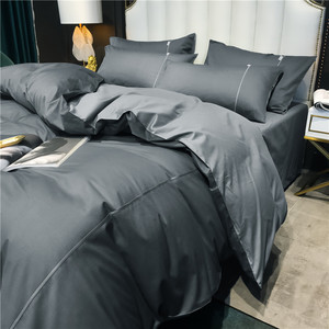 2米2.2米大床四件套纯棉灰色被套床单100全棉轻奢欧式简约亲肤ab