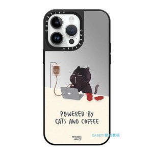 CASETi联名咖啡能量猫咪15Pro适用于iPhone14ProMax苹果13Pro网红明星可爱卡通艺术家手机壳15防摔保护12硬壳