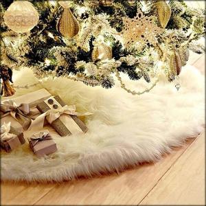 圣诞节圣诞树裙底座装饰品纯白色长毛绒地毯子树围裙树下装饰垫子