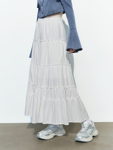 Z.UR2024夏季女装慵懒风荷叶边蛋糕裙显瘦长款A型半身裙UWL540016