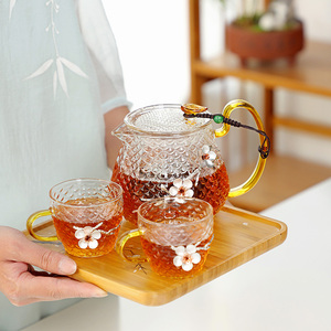 玻璃泡茶壶小号茶水分离家用创意个性梅花茶壶耐热加厚壶功夫茶具