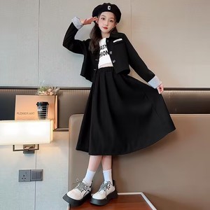 女童套装春秋时髦新款中大儿童韩系西装外套洋气半身裙两件套童装