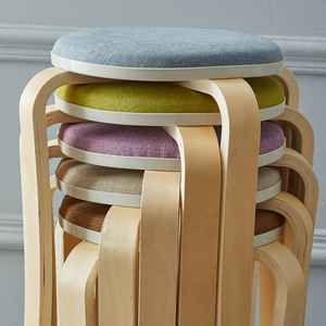 实木凳子时尚创意客厅小椅子家用高圆凳简约软面餐桌吃饭板凳成人