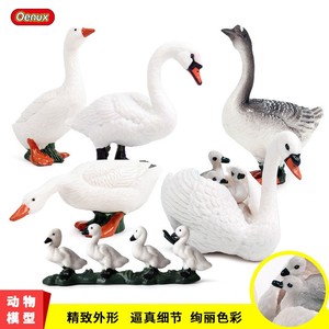 实心仿真野生动物模型白天鹅鸡鸭鹅农场家禽儿童塑胶玩具套装摆件