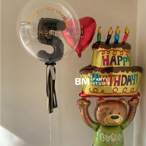 韩国ins24寸波波飘空数字气球贴纸定制拍照背景宝宝生日周岁百天