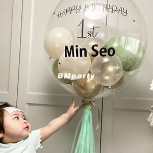 韩国ins24寸波波球跨年飘空气球贴纸定制拍照背景宝宝周岁百生日