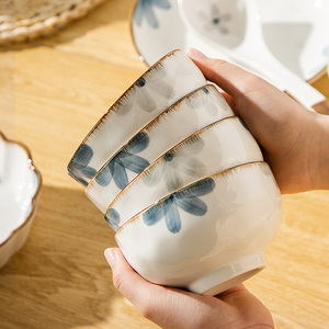 日式高颜值吃米饭小碗套装家用2023新款陶瓷餐具好看的多个碗十个