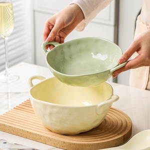 双耳汤碗家用2024新款陶瓷拉面汤面碗汤盆沙拉水果盘碗面碗大汤碗