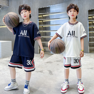 男童篮球服夏2024新款速干训练套装儿童30号库里球衣小学生足球服