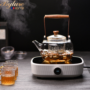 Bylure日式玻璃煮茶器全自动蒸茶煮茶套装家用智能煮茶壶电陶炉