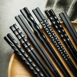 创意合金筷子 黑色日式尖头筷子餐饮具吃饭碗筷 防滑耐用家用