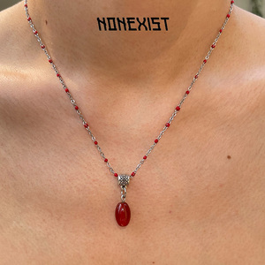 NONEXIST“藏”系列玛瑙石材吊坠滴釉细链条百搭项链