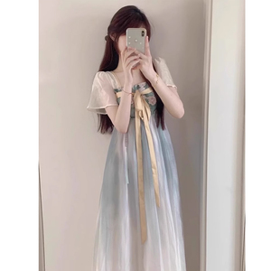 新中式国风改良版汉服连衣裙女夏古装古风日常可穿小个子仙女长裙