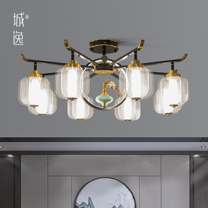 新中式吸顶灯全铜客厅灯中国风创意餐厅灯轻奢大厅吊灯2022年新款