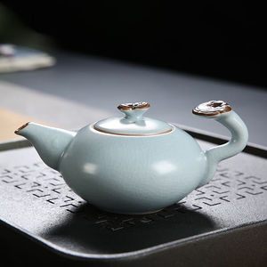 汝窑茶壶开片可养纯手工大号单壶家用泡茶器陶瓷功夫茶具套装柏采