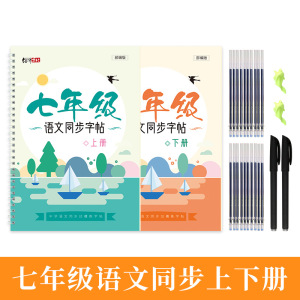 七年级凹槽字帖语文上册下册同步人教版精选摘抄字帖 正楷体汉字7年级初中生凹槽练字帖本临摹初一中学生字体硬笔楷书凹字板练字板