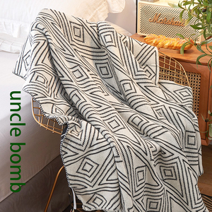 北欧ins风灰色针织休闲小毛毯子被子夏季薄款午睡沙发毯单人盖毯