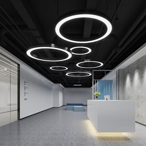 圆形圆环吊灯LED创意个性办公室店铺大堂工业风圆圈工程环形灯具
