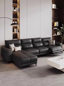 意式极简电动沙发现代简约轻奢高档真皮会客厅三人位伸缩功能沙发