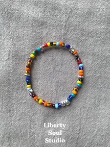 LibertySoul自由灵魂手工原创日系圣诞琉璃彩珠手串手链s925银