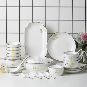 北欧简约陶瓷餐具套装家用大号汤碗创意个性陶瓷组合碗筷碗碟套装