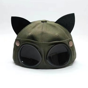 俄罗斯猫猫帽子可爱带猫耳朵飞行员眼镜棒球女春夏墨镜鸭舌帽女韩