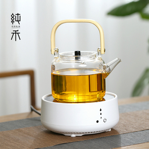 竹把透明加厚玻璃提梁壶泡茶壶耐高温茶具家用电陶炉煮茶壶烧水壶