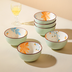 雏菊陶瓷日式吃饭碗家用好看的5寸米饭碗小碗菜盘子碗碟套装餐具
