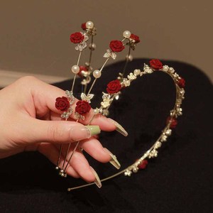 仙气发箍玫瑰女法式复古感珍珠发卡头饰小众设计压发头箍高颅顶