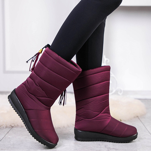 雪地靴女冬季新款2022中筒防水防滑保暖棉鞋厚底加绒加厚棉靴大码