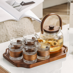 玻璃花茶壶套装日式水果茶壶蒸茶煮茶壶耐高温家用泡茶壶下午茶具
