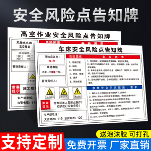 安全风险点告知牌卡车间机械设备岗位标识牌配电房工厂生产机床注塑机空压机警示牌有限受限空间职业危害告示