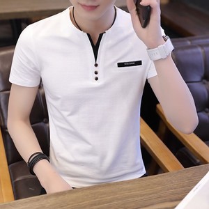 男短袖T恤夏装新款V领韩版修身半袖打底衫男士棉质上衣服休闲小衫