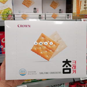 韩国直发CROWN可拉奥太口苏打饼干280g早餐下午茶代餐小零食可DIY