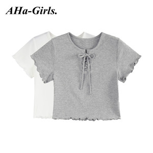 Cute AHA Girls高腰针织衫女短款时尚2024夏季新款修身露肚脐上衣