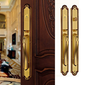雅洁龙中式全铜别墅双开门锁 纯铜欧式仿古对开入户门大门锁