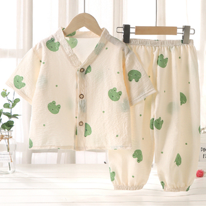 婴儿衣服夏季儿童薄款棉纱睡衣套装1一3岁男女宝宝短袖长裤空调服