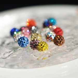 10MM直径七彩镶钻球球 手工串珠手机链手链装饰品配件DIY散珠材料