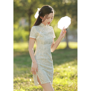 小清新旗袍年轻款2024年新款短款小个子少女蕾丝改良日常连衣裙夏