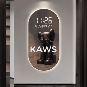 潮牌kaws钟表客厅装饰画电子数字时钟led发光灯画创意高级感挂钟