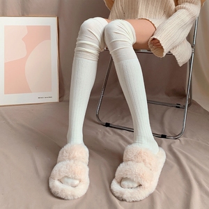 秋冬季日系过膝袜女高筒袜大腿袜堆堆袜加厚小腿袜保暖白色长筒袜