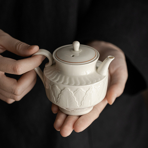仿宋定窑白陶瓷茶壶泡茶壶手工单壶家用大容量带过滤复古功夫茶具