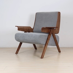 侘寂风客厅沙发椅休闲单人沙发椅设计师款咖啡厅酒店实木扶手椅
