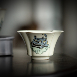 蜜合釉如虎添翼茶杯主人杯单个家用创意陶瓷功夫茶具小老虎品茗杯