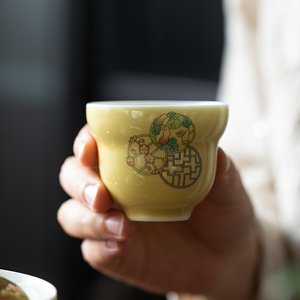 花团锦簇品茗杯家用创意福禄小茶杯中式陶瓷功夫茶具主人杯单杯子