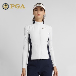 美国PGA 高尔夫女装马甲外套加厚夹棉保暖服装女士棉服背心球服
