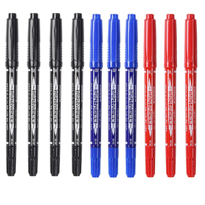 智牌120黑色油性记号笔可加墨水红蓝小双头包装标记笔美术勾线笔
